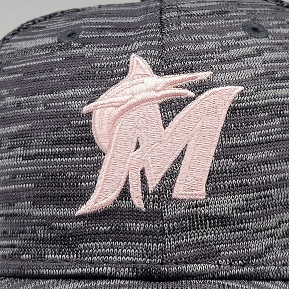 Miami Marlins New Era Womens 9FORTY Hat Strapback Adjustable Cap Gray Pink MLB - Picture 2 of 11